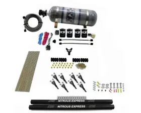 Nitrous Express 200-600HP Pro-Shark | Gas 4 Solenoids Nitrous Kit with Rails and 12lb Bottle