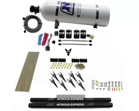 Nitrous Express 200-600HP Pro-Shark | Gas 4 Solenoids Nitrous Kit with Rails and 15lb Bottle