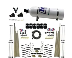 Nitrous Express 200-600HP 8 Cylinder Dry Direct Port Three Stage 6 Solenoids Nitrous Kit with 15lbs Bottle