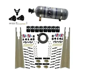 Nitrous Express 200-600HP 8 Cylinder Dry Direct Port Four Stage 8 Solenoids Nitrous Kit with 12lbs Bottle