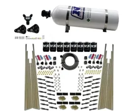 Nitrous Express 200-600HP 8 Cylinder Dry Direct Port Four Stage 8 Solenoids Nitrous Kit with 15lbs Bottle