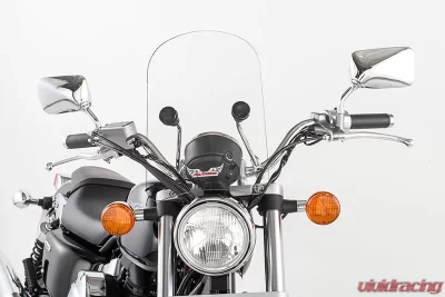 Slipstreamer 1.25" Clear with Chrome Hardware Tombstone Windshield - HD-3CHR-C-1.25