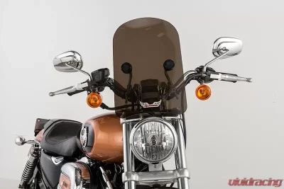 Slipstreamer 1.25" Dark Smoke with Chrome Hardware Tombstone Windshield - HD-3CHR-T-1.25