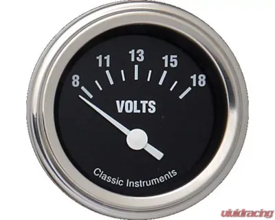 Classic Instruments Hot Rod 2" Stainless Flat Lens Volt Gauge - HR30SLF