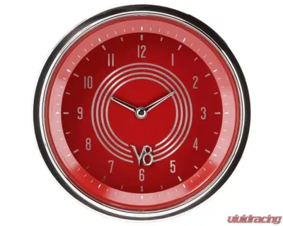 Classic Instruments V8 Red Steelie Series 3-3/8" Clock V8RS93SHC - V8RS93SHC