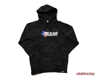 Texas Speed & Performance Black | Grey Camo Hoodie with Color Center Logo - TSP-CamoHoodie-BK-