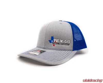 Texas Speed & Performance Grey with Blue Mesh Trucker Cap - TSP-Cap-Rich-BG-SL