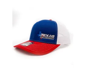 Texas Speed & Performance Red | Blue with White Mesh Trucker Cap