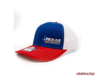 Texas Speed & Performance Red | Blue with White Mesh Trucker Cap - TSP-Cap-Rich-RWB-SL