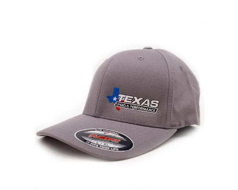 Texas Speed & Performance Colored Logo Gray Flexfit Hat - TSP-FLEXFITHAT-GRY-ColorLogo