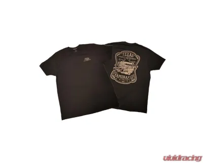 Texas Speed & Performance Black with Brown Lettering Camshaft T-Shirt - TSP-Shirt-Cam-Black/Brown