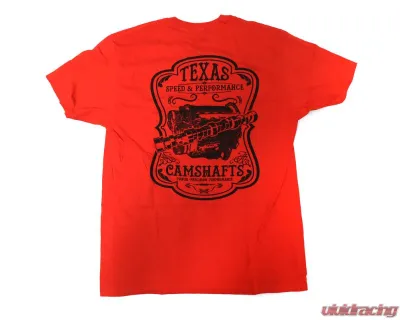 Texas Speed & Performance Red with Black Lettering Camshaft T-Shirt - TSP-Shirt-Cam-Red
