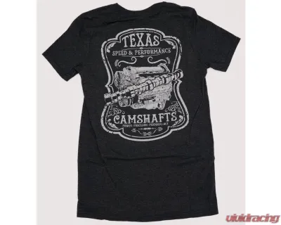Texas Speed & Performance Distressed Grey with White Lettering Camshaft T-Shirt - TSP-Shirt-Cam