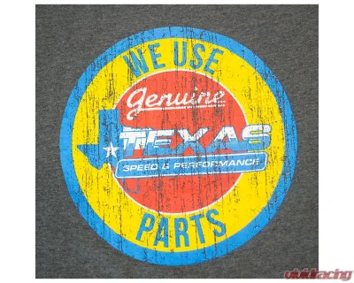 Texas Speed & Performance Grey with Color Logo "Genuine TSP Parts" Soft Style T-Shirt - TSP-Shirt-GenPar-Grey