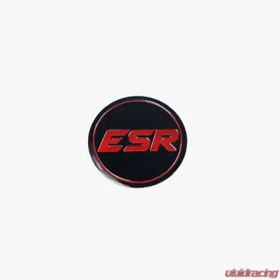ESR Wheels SR08 Black Cap Black Logo w/ Red ESR - SR08LOGO-BLK-RED-B