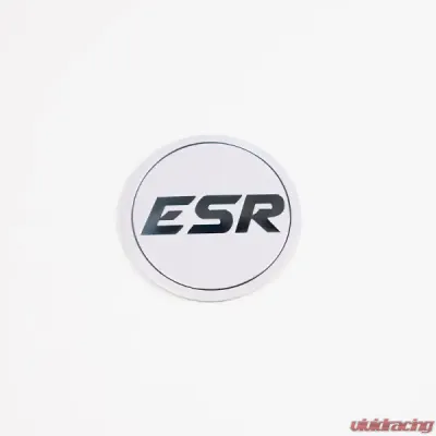 ESR Wheels SR08 Silver Cap White Logo w/ Black ESR - SR08LOGO-WHT-BLK-S