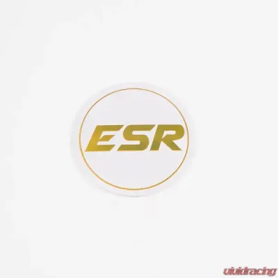 ESR Wheels SR08 Black Cap White Logo w/ Gold ESR - SR08LOGO-WHT-GLD-B