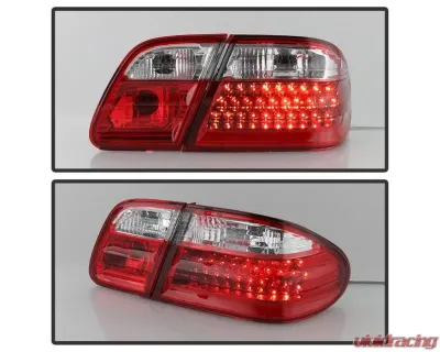 Xtune LED Tail Lights With Red Clear Lens Mercedes Benz W210 E-Class 1996-2002 - ALT-CL-MBW210-LED-RC