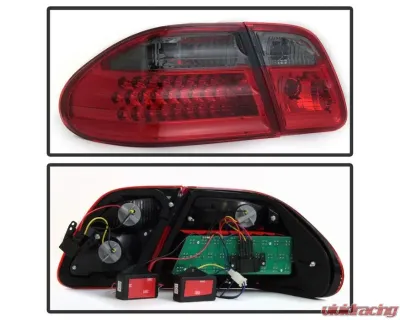 Xtune LED Tail Lights With Red Smoked Lens Mercedes Benz W210 E-Class 1996-2002 - ALT-CL-MBW210-LED-RSM