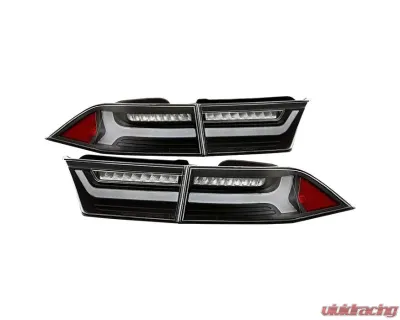 Xtune 4pcs Black Light Bar LED Tail Lights Acura TSX 2006-2008 - ALT-JH-ATSX06-LBLED-BK
