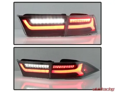 Xtune 4pcs Black Light Bar LED Tail Lights Acura TSX 2006-2008 - ALT-JH-ATSX06-LBLED-BK