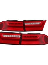 Xtune 4pcs Red Clear Light Bar LED Tail Lights Acura TSX 2006-2008                                     - ALT-JH-ATSX06-LBLED-RC - Image 10