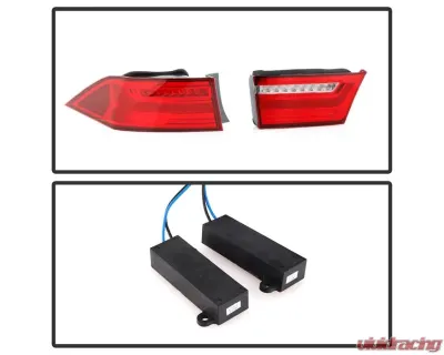 Xtune 4pcs Red Clear Light Bar LED Tail Lights Acura TSX 2006-2008 - ALT-JH-ATSX06-LBLED-RC