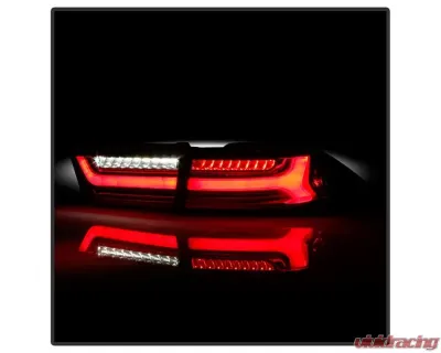 Xtune 4pcs Red Clear Light Bar LED Tail Lights Acura TSX 2006-2008 - ALT-JH-ATSX06-LBLED-RC