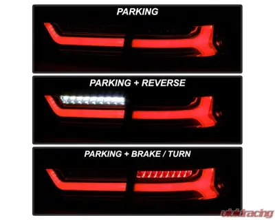 Xtune 4pcs Red Clear Light Bar LED Tail Lights Acura TSX 2006-2008 - ALT-JH-ATSX06-LBLED-RC