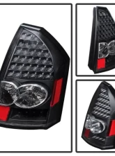 Xtune LED Tail Lights With Black Lens Chrysler 300 2005-2007                                     - ALT-JH-CHR305-LED-BK - Image 2