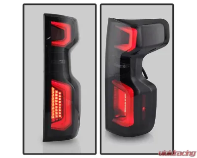 Xtune Halogen Model Light Bar LED Tail Lights With Black Smoked Lens Chevrolet Silverado 2019-2020 - ALT-JH-CS19HAL-BSM