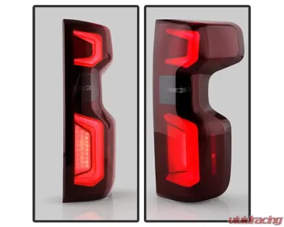 Xtune Halogen Model Light Bar LED Tail Lights With Red Smoked Lens Chevrolet Silverado 2019-2020 - ALT-JH-CS19HAL-RSM