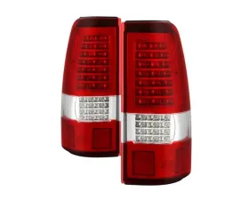 Xtune C Shape LED Tail Lights With Red Clear Lens Chevrolet Silverado 2003-2007