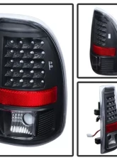 Xtune LED Tail Lights With Black Lens Dodge Dakota 1997-2004                                     - ALT-JH-DDAK97-LED-BK - Image 2