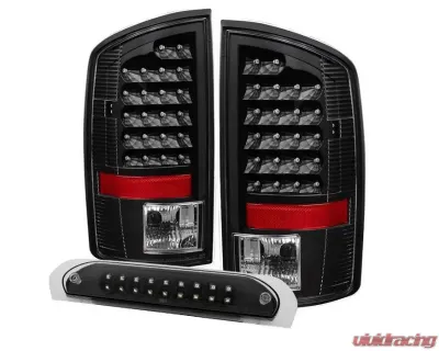 Xtune LED Tail Lights & 3rd Brake Lamps With Black Lens Dodge Ram 1500 | 2500 | 3500 2007-2009 - ALT-JH-DR07-LED-SET-BK