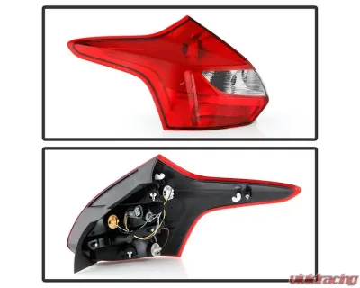 Xtune Left Driver Side OE Tail Lights With Red Lens Ford Focus 5Dr 2012-2014 - ALT-JH-FF125D-OE-L
