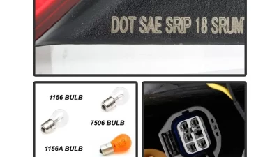 Xtune Left Driver Side OE Tail Lights With Red Lens Ford Focus 5Dr 2012-2014                                     - ALT-JH-FF125D-OE-L - Image 7