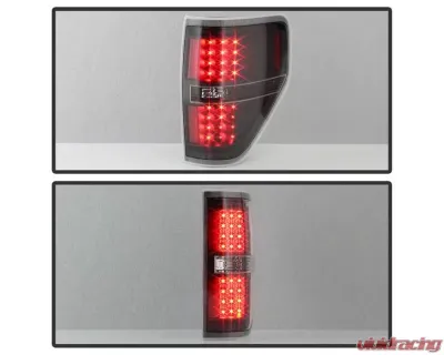 Xtune LED Tail Lights With Black Lens Ford F150 2009-2014 - ALT-JH-FF15009-LED-BK