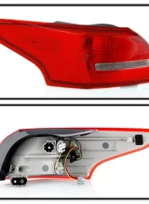 Xtune OE Left Driver Side Tail Light With Red Clear Lens Ford Focus 2015-2018                                     - ALT-JH-FFOC15-4D-OE-L - Image 2