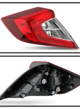 Xtune OE Left Driver Side Tail Lights With Red Clear Lens Honda Civic 2016                                     - ALT-JH-HC164D-OE-L - Image 2