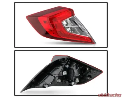 Xtune OE Left Driver Side Tail Lights With Red Clear Lens Honda Civic 2016 - ALT-JH-HC164D-OE-L