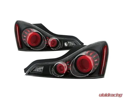 Xtune LED Light Tube Style Tail Lights With Black Lens Infiniti G37 | Q60 Coupe 2008-2015 - ALT-JH-IG37-2D-LBLED-BK