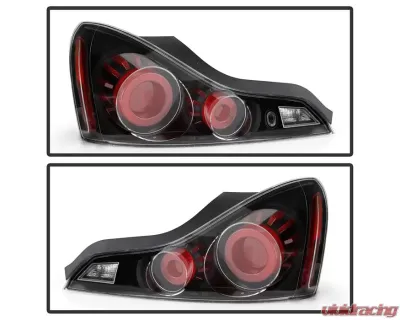 Xtune LED Light Tube Style Tail Lights With Black Lens Infiniti G37 | Q60 Coupe 2008-2015 - ALT-JH-IG37-2D-LBLED-BK