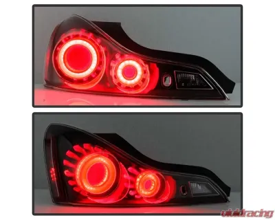 Xtune LED Light Tube Style Tail Lights With Black Lens Infiniti G37 | Q60 Coupe 2008-2015 - ALT-JH-IG37-2D-LBLED-BK