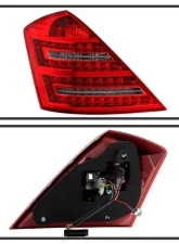 Xtune LED Tail Lights With Red Clear Lens Mercedes Benz W221 S-Class 2007-2009                                     - ALT-JH-MBW221-LED-RC - Image 2