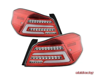 Xtune Light Bar Style LED Tail Lights With Red Clear Lens Subaru Impreza WRX | WRX STI 2015-2021 - ALT-JH-SIWRX15-LBLED-RC