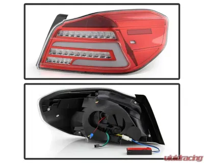 Xtune Light Bar Style LED Tail Lights With Red Clear Lens Subaru Impreza WRX | WRX STI 2015-2021 - ALT-JH-SIWRX15-LBLED-RC