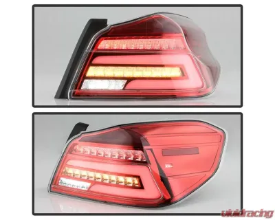 Xtune Light Bar Style LED Tail Lights With Red Clear Lens Subaru Impreza WRX | WRX STI 2015-2021 - ALT-JH-SIWRX15-LBLED-RC