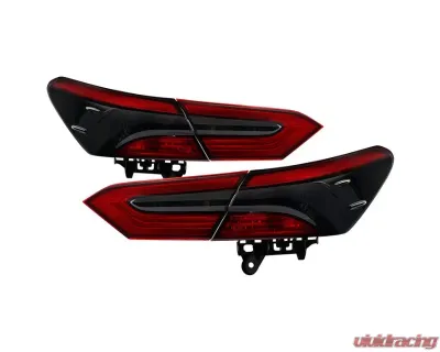 Xtune 4pcs OE Tail Lights With Red Smoke Lens Toyota Camry 2018-2019 - ALT-JH-TCAM18-4PC-OE-RS