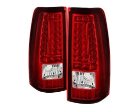 Xtune C-Shape LED Tail Lights With Red Clear Lens Chevrolet Silverado 2003-2007